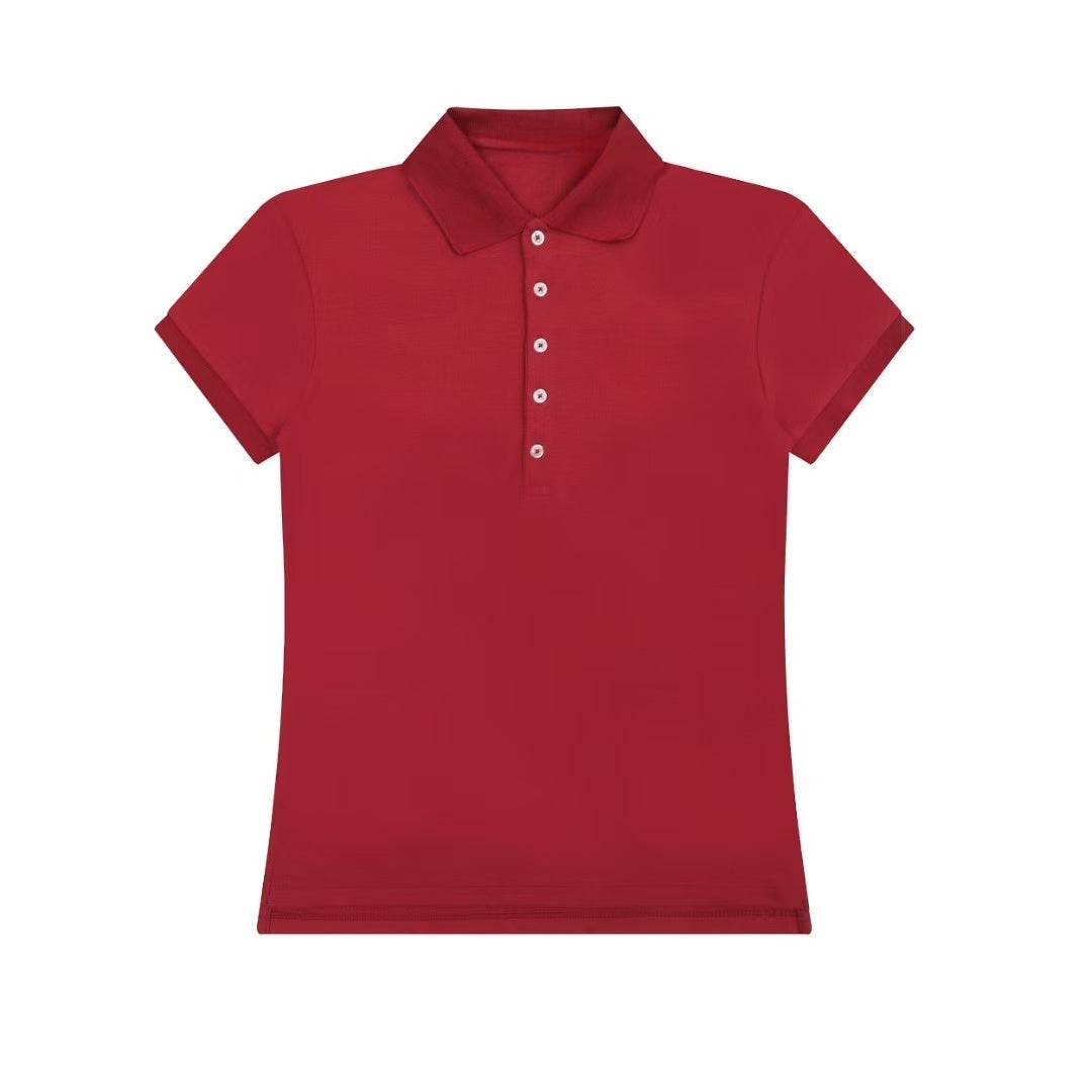 Y-R105 Women's five button waist cinched lapel short sleeved