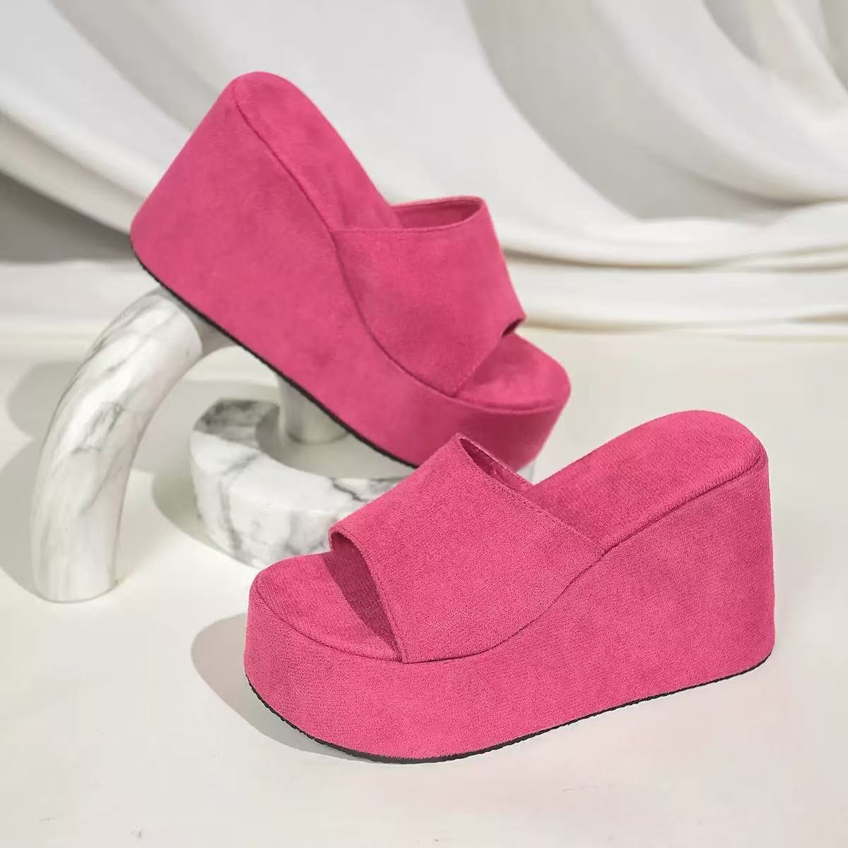 Y-R119 Thick soled sponge cake wedge slippers