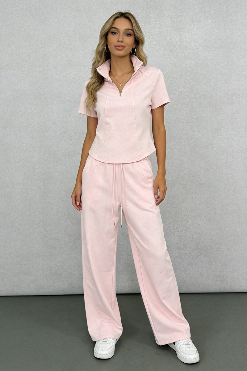 Y-R123 Women's collar short sleeved casual pants set