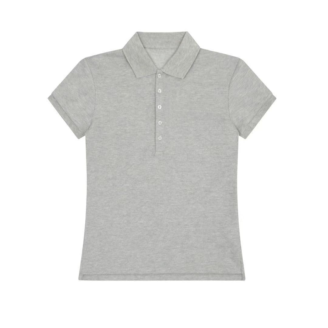 Y-R105 Women's five button waist cinched lapel short sleeved