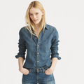 Y-R108 Women's vintage denim long sleeved shirt