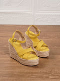 Y-R104 Women's suede wedge hemp rope woven sandals