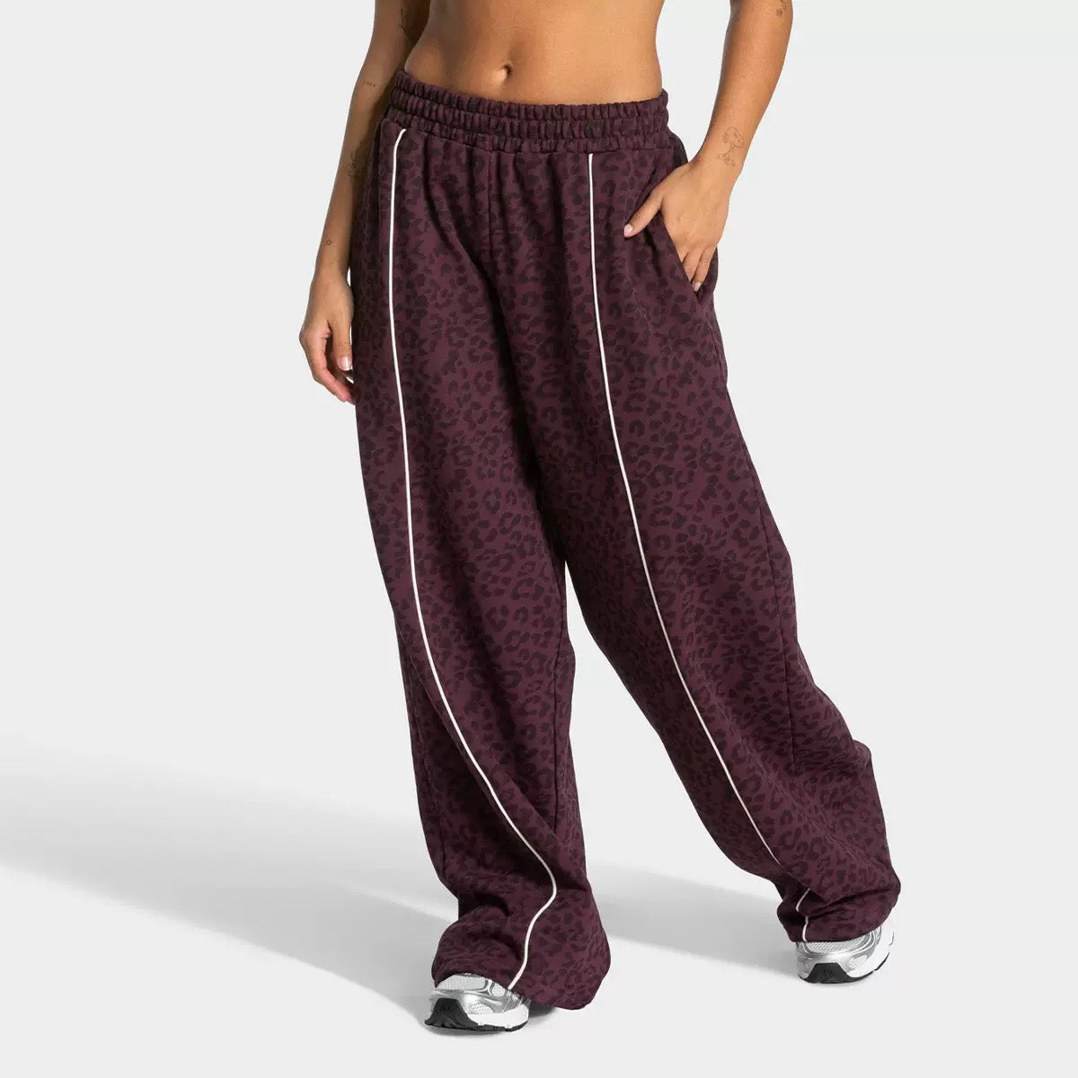Y-R117 Leopard print women's loose wide leg pants