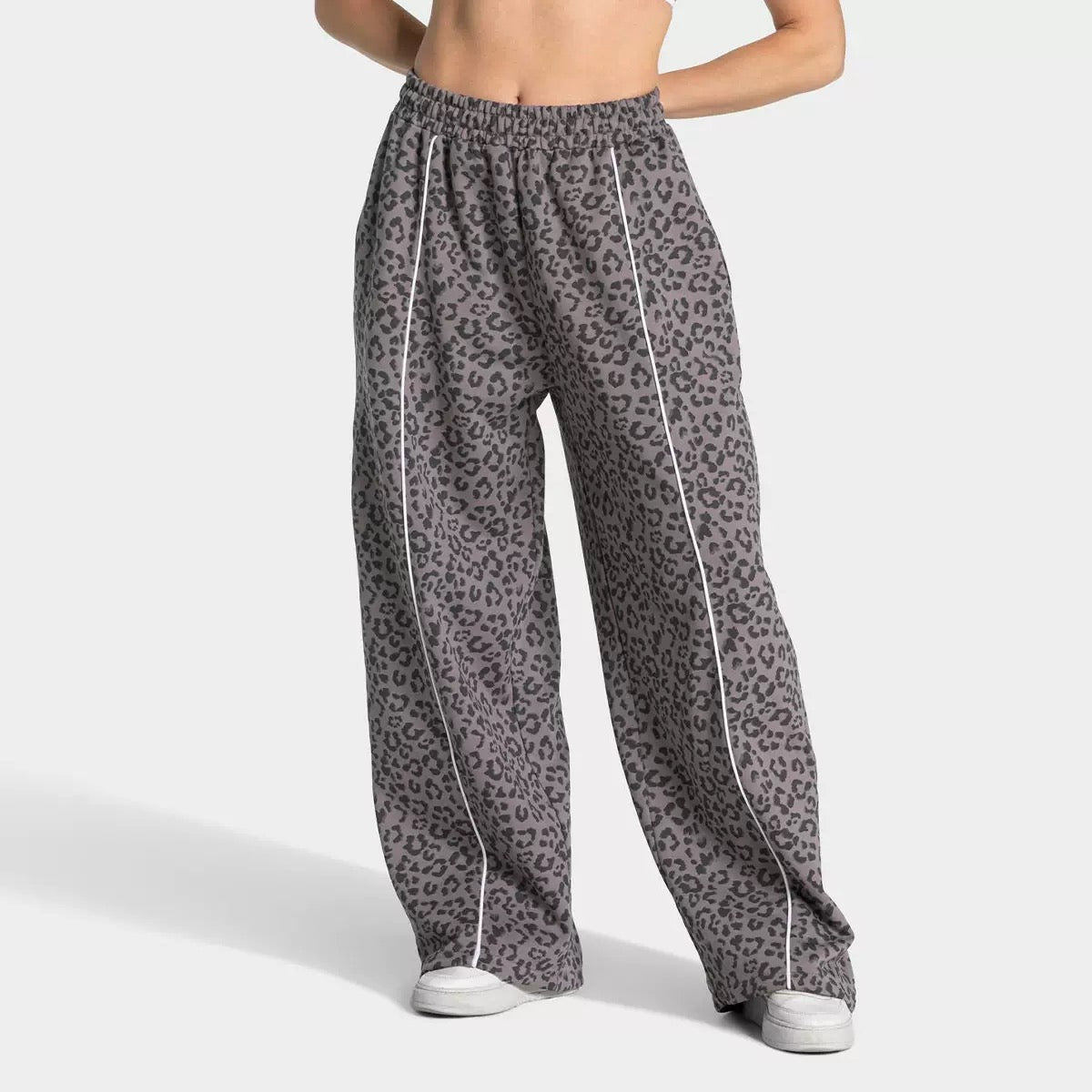 Y-R117 Leopard print women's loose wide leg pants