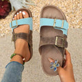 Y-R131 Belt buckle splicing color thick soled slippers