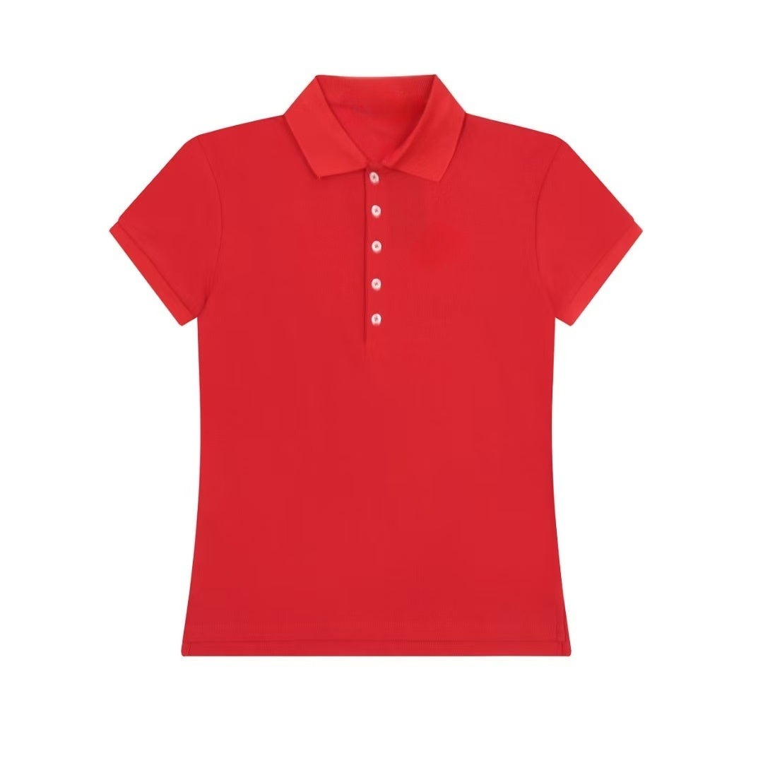 Y-R105 Women's five button waist cinched lapel short sleeved